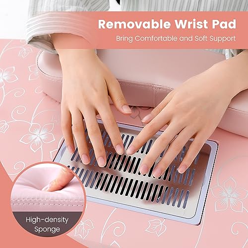 Giantex Portable Manicure Table with Electric Dust Collector & LED Lamp