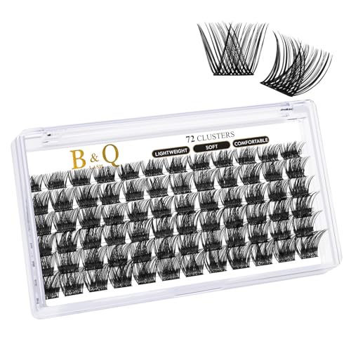 Lash Clusters B55 D Curl 10mm DIY Eyelash Extensions 72 Clusters Lashes Volume Individual Lashes Eyelash Clusters Extensions Individual Lashes Cluster DIY at Home (B55,D-10mm)