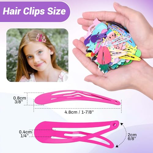 Anezus 80 Pcs Hair Clips for Girls Hair Barrettes Snap Non-Slip Metal Hair Clips for Girls Kids Teens Women