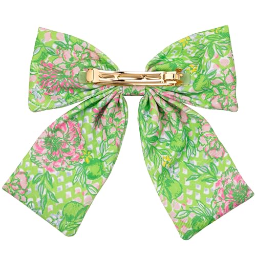 Lilly Pulitzer Hair Bow for Women, Cute Hair Accessories in Green Floral, Lime Feeling Good