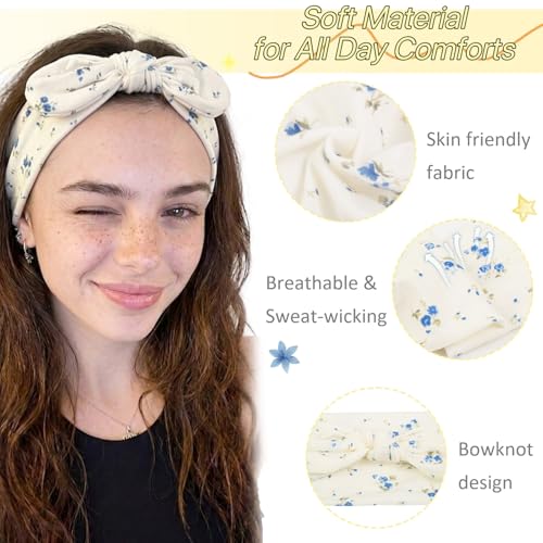 TERSE 6-Pack Boho Headbands for Women - Trendy Floral & Striped Hair Accessories