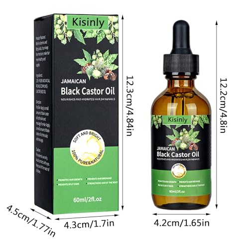 Kisinly Jamaican Black Castor Oil,Natural Organic Castor Oil for Hair Growth