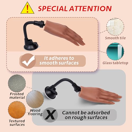 Practice Hand for Acrylic Nails,with Flexible Fingers, Realistic Silicone Mannequin Hand Model for Nail Art Training, Gel Polish and Manicure Beginner Kit