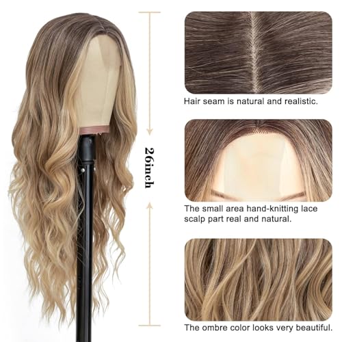 26 Inch Ombre Blonde Wavy Synthetic Wig for Women