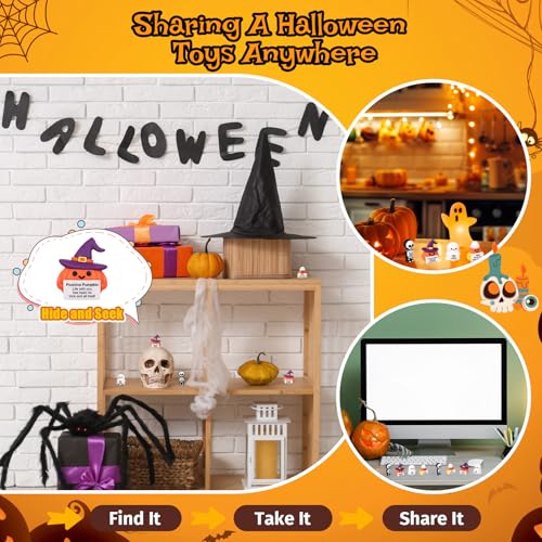 Gejoy 50 Pcs Halloween Mini Rubber Figurines with Motivational Messages - Holiday Decor & Gifts