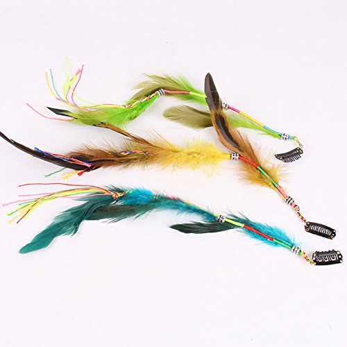 Boho Feather Hair Extensions Clip 6-Pack