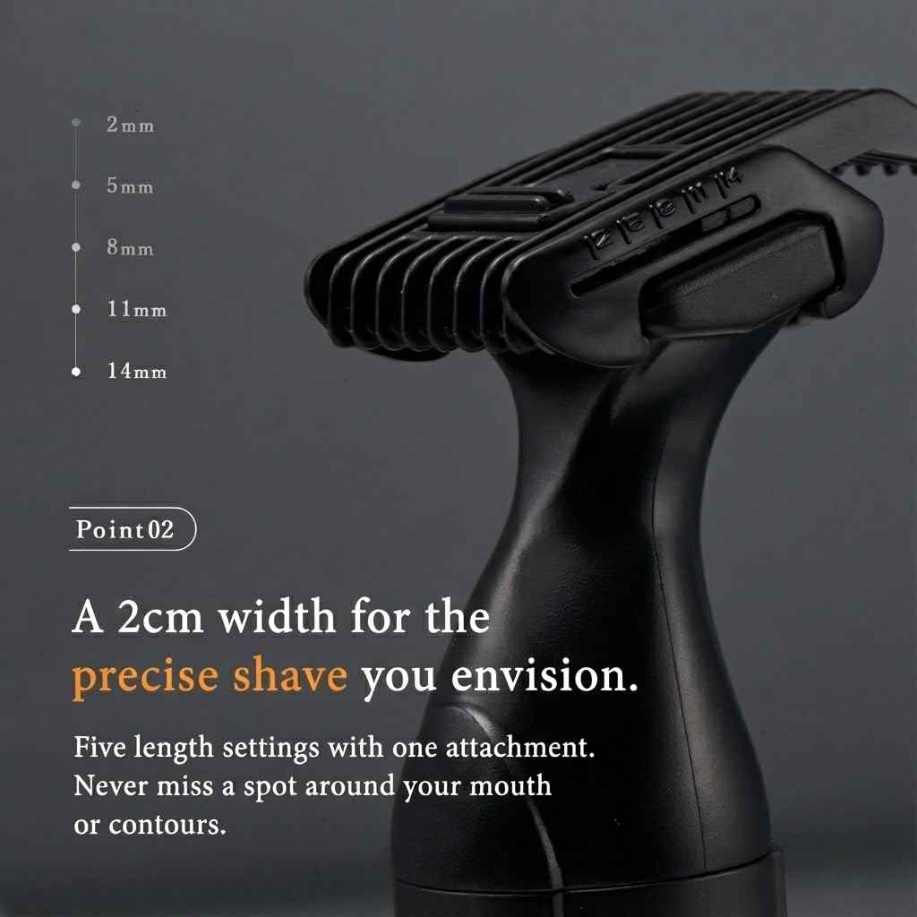 URBANER Mustache Trimmer – Cordless, Waterproof & Adjustable, 0.5–14mm Precision Settings, Lightweight Grooming Clipper with Japanese Steel Blade for Travel Use, Beard Trimmer for Men, Hair Clippers