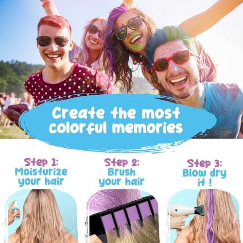 Magicat Hair Chalk Comb Set – 10 Washable Colors + Hair Ties