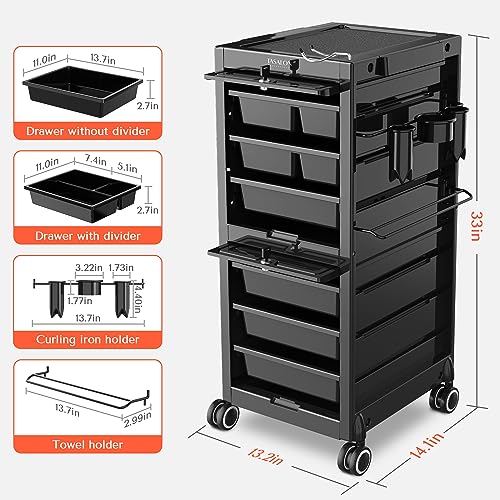 6-Drawer Lockable Salon Trolley with Wheels