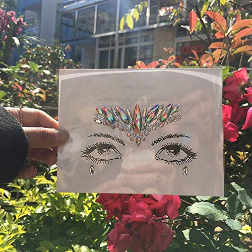 Crystal Gems Face Tattoo Stickers - 4 Pack Rhinestone Body Jewels