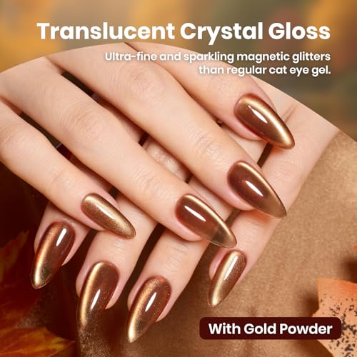 Beetles Golden Mirage Cat Eye Gel Nail Polish Set - 6 Colors with Magnet