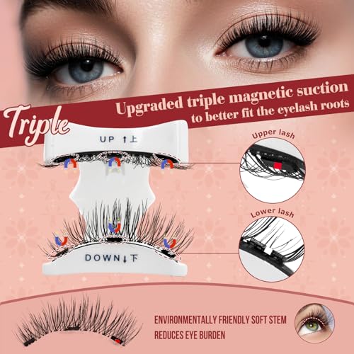 Magnetic Eyelashes Kit with Applicator - No Glue, Natural Look