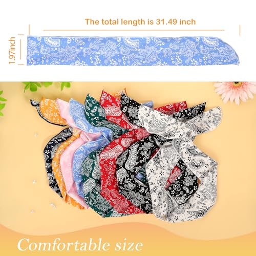 Paisley Wire Headbands for Women - 8 Pack Twist Bow