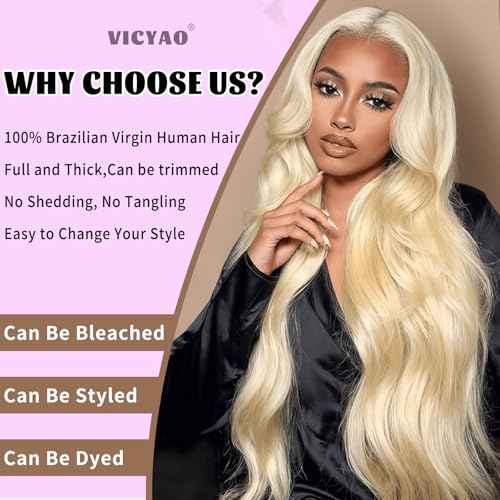 613 Bundles Human Hair 24 26 28 Inch Blonde Bundles Human Hair 100% Unprocessed 12A Grade Brazilian Virgin Raw Weave Bundles 3 Bundles Blonde Body Wave Human Hair Extensions for Women