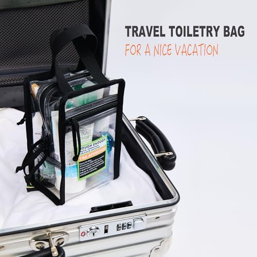 Rough Enough Clear TSA Approved Toiletry Bag Portable Travel Makeup Case with Handles Zipper Transparent Toiletries and Cosmetic Organizer Storage