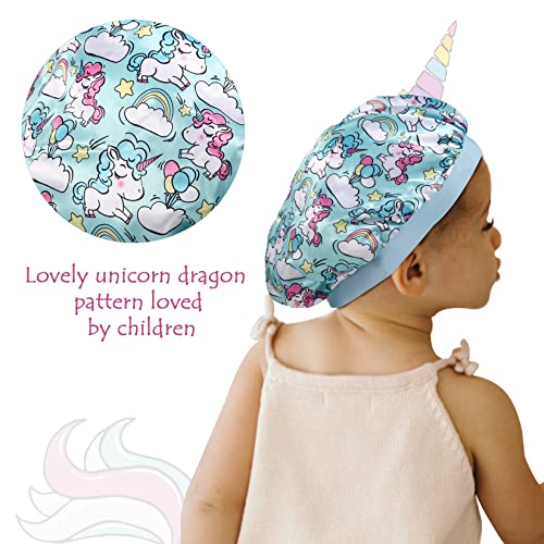 Kids Silk Sleep Bonnet 4-Pack - Satin Hair Cap with Wide Band