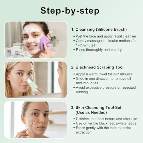 3-in-1 Blackhead Remover Tools Set with Silicone Scrubber