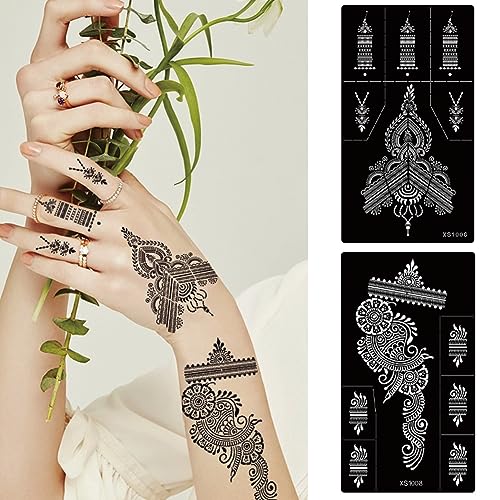 16 Sheets Reusable Henna Tattoo Stencils for Women