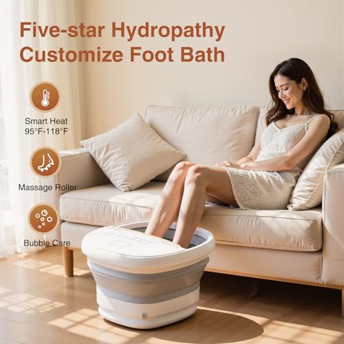 Heated Foot Spa Massager with Shiatsu Rollers & Bubbles