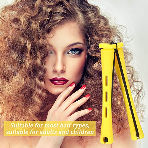 60 Pcs Yellow Hair Perm Rods 0.28 Inch Curling Rollers for Styling
