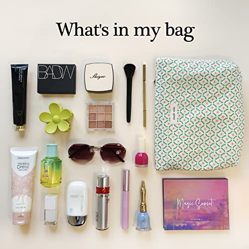 STARDW Floral Makeup Bag - Cute Large Capacity Cosmetic Pouch