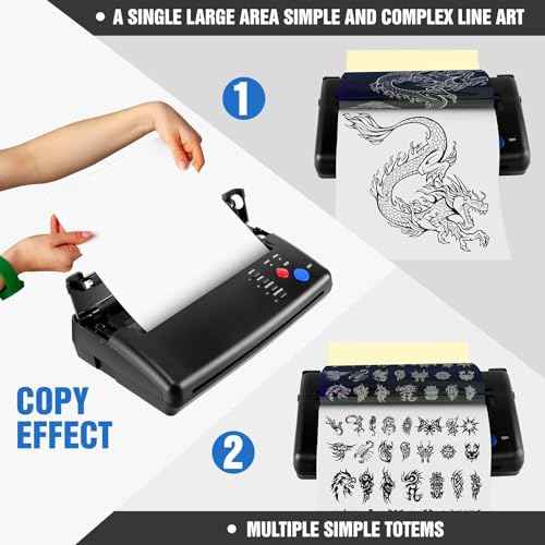 Tattoo Stencil Transfer Printer with 20pcs Tattoo Stencil Paper Transfer Machine Thermal Copier Tattoo Kit Copier Printer