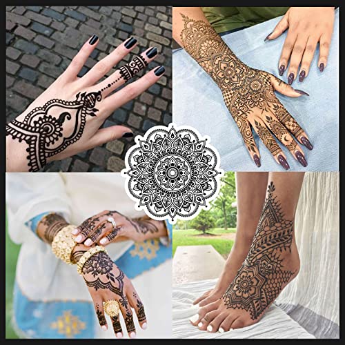 Black Temporary Tattoo Paste Kit - 4 Cones, Natural, 20 Stencils