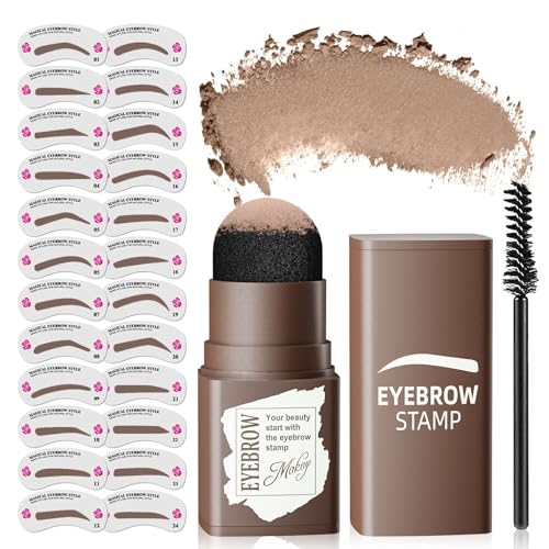 Eyebrow Stamp Kit with 24 Stencils - Waterproof Brow Powder