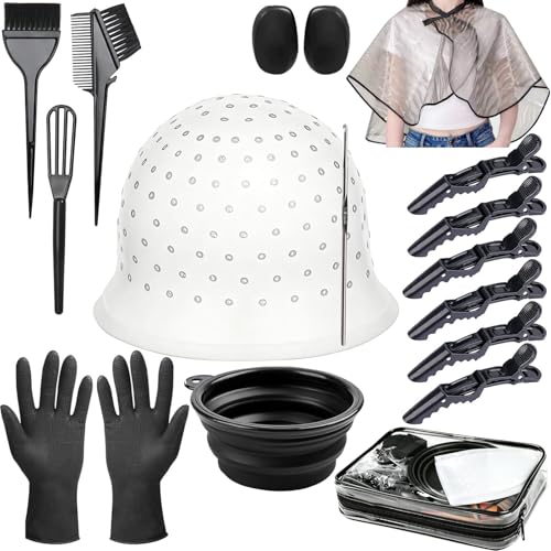 Professional Silicone Highlighting Cap Set for Hair Coloring