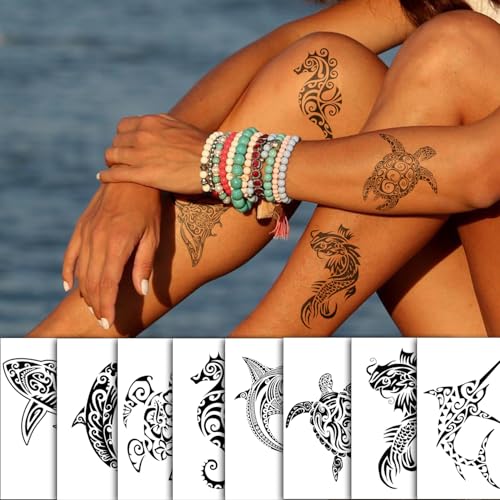 16 PCS Black Tribal Totem Temporary Tattoo Stickers