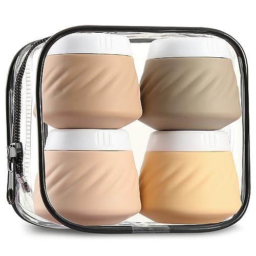 Gemice Silicone Travel Containers 4-Pack Leakproof Cosmetic Jars with Clear Bag