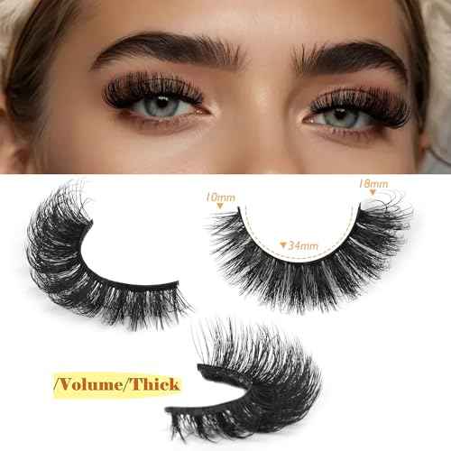 False Eyelashes Full Mink Lashes Long Eyelashes 200D Wispy Thick Russian Strip Lashes Cat Eye Volume Lash Strips D Curvature Dramatic 7 Pairs Fake Lash Extensions by Boahankuke