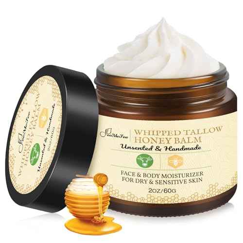 Beef Tallow for Skin 2oz | Tallow And Manuka Honey Balm | Unscented Tallow Face Moisturizer | Beef Tallow for Face | Organic Grass Fed Beef Tallow Balm | Whipped Beef Tallow Lotion Face Cream