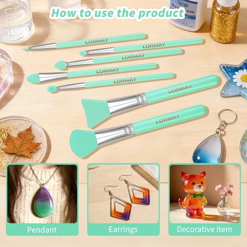 7-Piece Silicone Brush Set for UV Resin & Makeup
