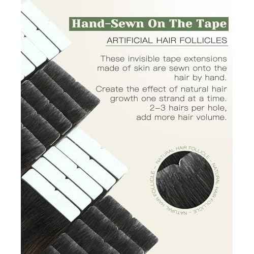 SURNEL Injected Seamless Tape in Hair Extensions 14 Inch Natural Black to Medium Brown and Caramel Blonde Invisible Tape in Extensions 20 Pcs 30g(#1B427,14)