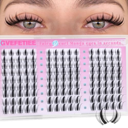 GVEFETIEE Manga Spiky Eyelash Clusters - 10-16mm D Curl