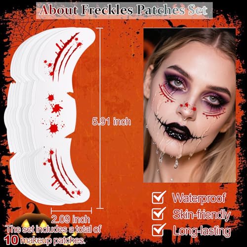 Boko Halloween Glitter Tattoos 10-Pack | Holographic Face Freckles