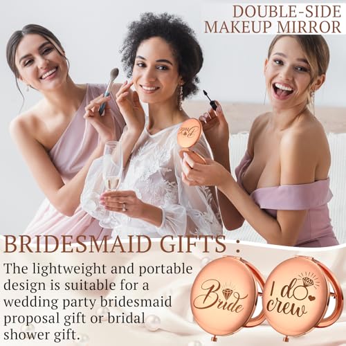 Barydat 8-Piece Bridesmaid Compact Mirror Set Rose Gold
