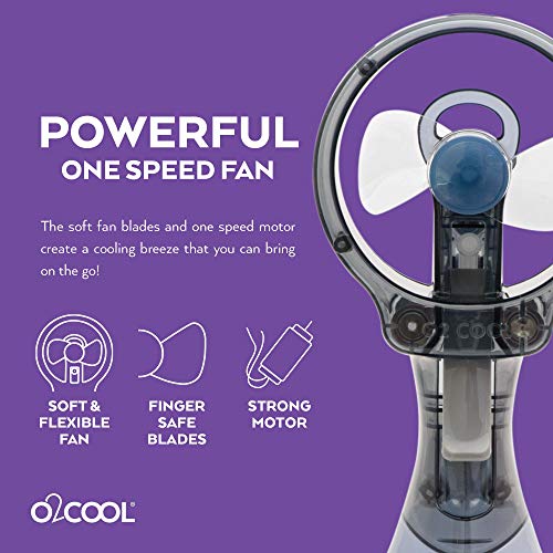 O2COOL Deluxe Handheld Battery Powered Water Misting Fan (Grey)