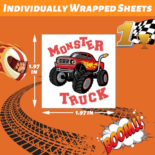 Monster Truck Temporary Tattoos for Kids, 240 Pcs Waterproof