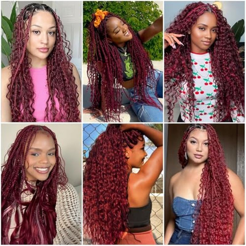 #99J Burgundy Deep Wave Braiding Hair 14" 3 Bundle