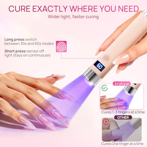 Krofaue UV Nail Lamp Handheld with Auto-Sensor & Magnetic Head
