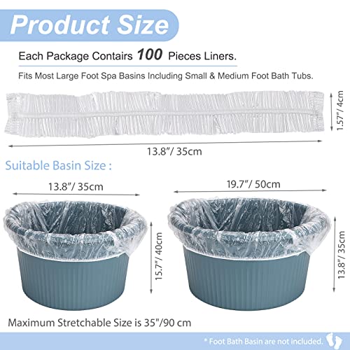 Disposable Pedicure Spa Liners - 100 Pack Foot Bath Liners for Safe, Hygienic Foot Care