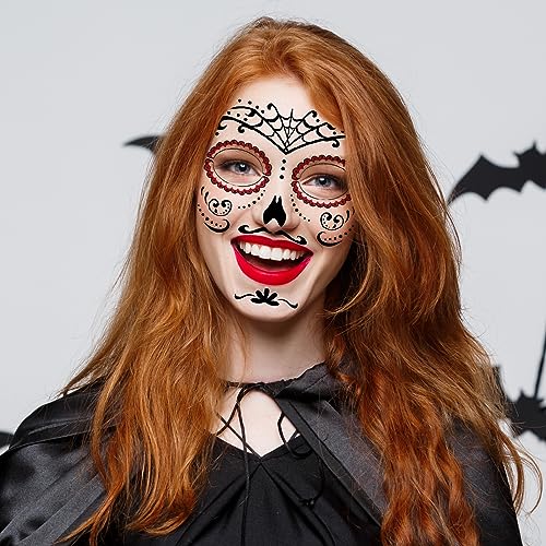 Day of the Dead Temporary Face Tattoos - 10 Sheet Kit