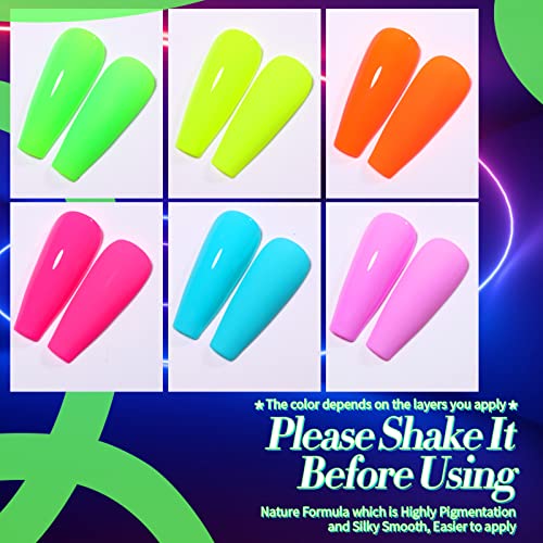 Born Pretty Gel Nail Polish Halloween Neon Gel Nail Polish Set Fluorescent Gel polish Orange Hot Pink Blue Yellow Green Purple Vibrant Soak Off UV LED Gel Nail Polish Nail Art 7ml 6pcs