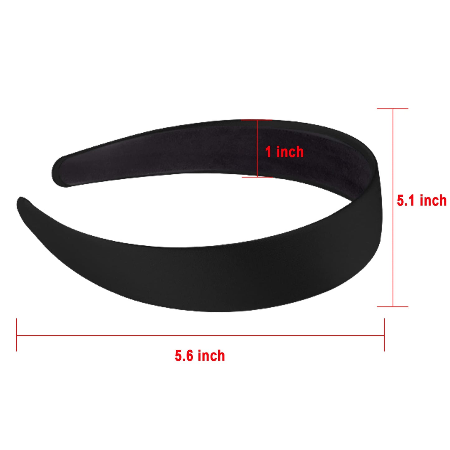 SIQUK 18 Pieces Satin Headbands Black Hard Headband 1 Inch Wide Non-slip Hair Headband DIY Black Headbands for Women