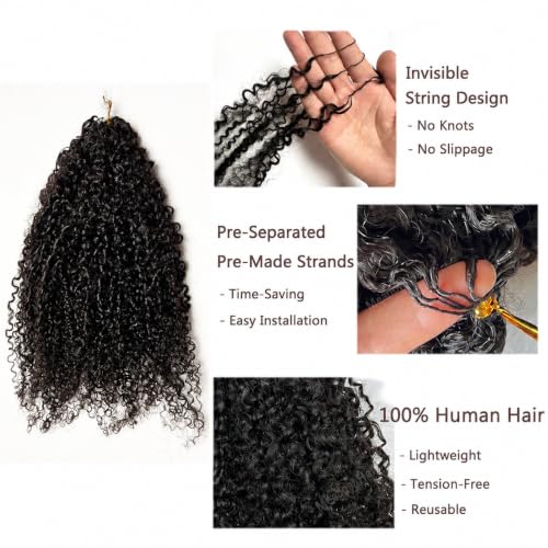Kinky Curly Crochet Hair Extensions 14" 120g Pre-Separated Human Hair