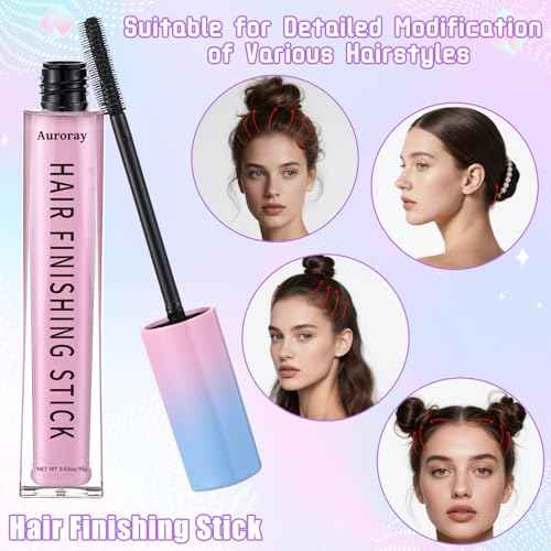 7Pcs Hair Finishing Stick Set with 1Pcs Slick Back Brush,1Pcs Fly Away Stick for Hair,50PCS Bobby Pins,400Pcs Elastic Rubber Bands