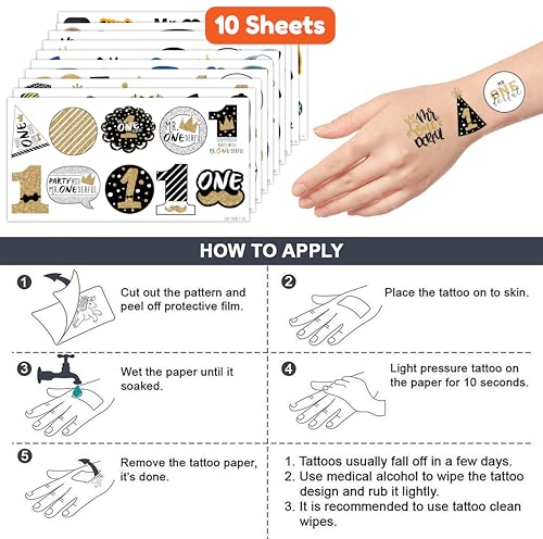 Mr Onederful 1st Birthday Temporary Tattoos 10 Sheets