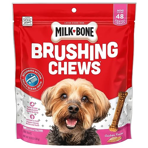 Milk-Bone Original Brushing Chews 48 Mini Daily Dental Dog Treats Scrubbing Action Helps Clean Teeth